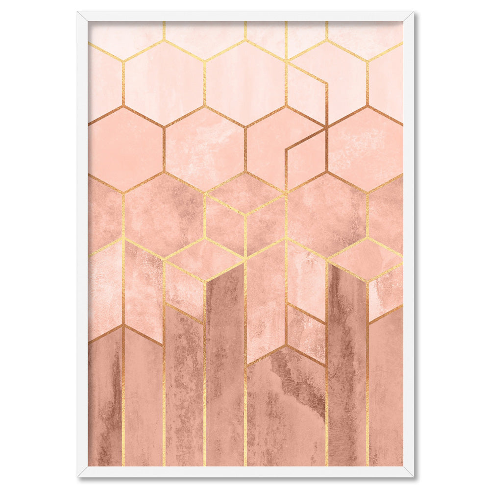 Contemporary Hexagon Print. Geometric Blush Modern Wall Art – Print and ...