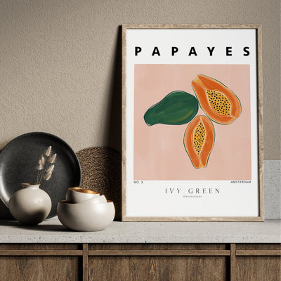 Papayes D'Art - Art Print by Ivy Green Illustrations, Poster, Stretched Canvas or Framed Wall Art Prints, shown framed in a room