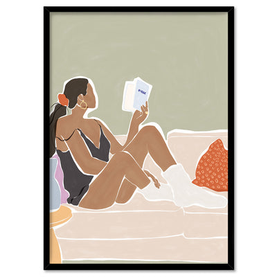 All About Hygge - Art Print by Ivy Green Illustrations, Poster, Stretched Canvas, or Framed Wall Art Print, shown in a black frame