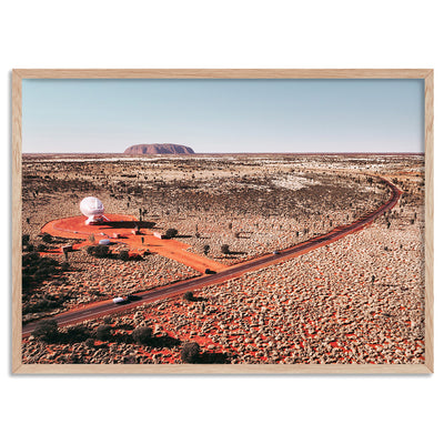 Winding Road to Uluru - Art Print by Beau Micheli, Poster, Stretched Canvas, or Framed Wall Art Print, shown in a natural timber frame