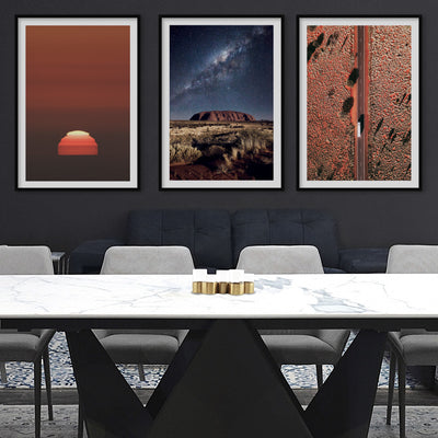 Uluru Under the Milky Way - Art Print by Beau Micheli, Poster, Stretched Canvas or Framed Wall Art, shown framed in a home interior space