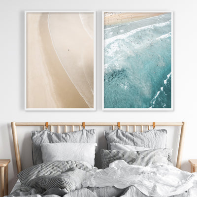 Phillip Island Shoreline Aerial - Art Print by Beau Micheli, Poster, Stretched Canvas or Framed Wall Art, shown framed in a home interior space