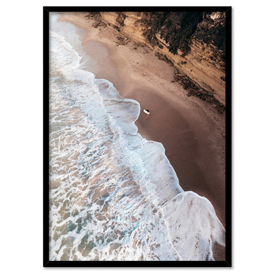 Jan Juc Beach VIC Aerial IV - Art Print by Beau Micheli, Poster, Stretched Canvas, or Framed Wall Art Print, shown in a black frame