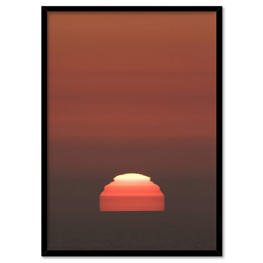 Sunset Over Ocean - Art Print by Beau Micheli, Poster, Stretched Canvas, or Framed Wall Art Print, shown in a black frame