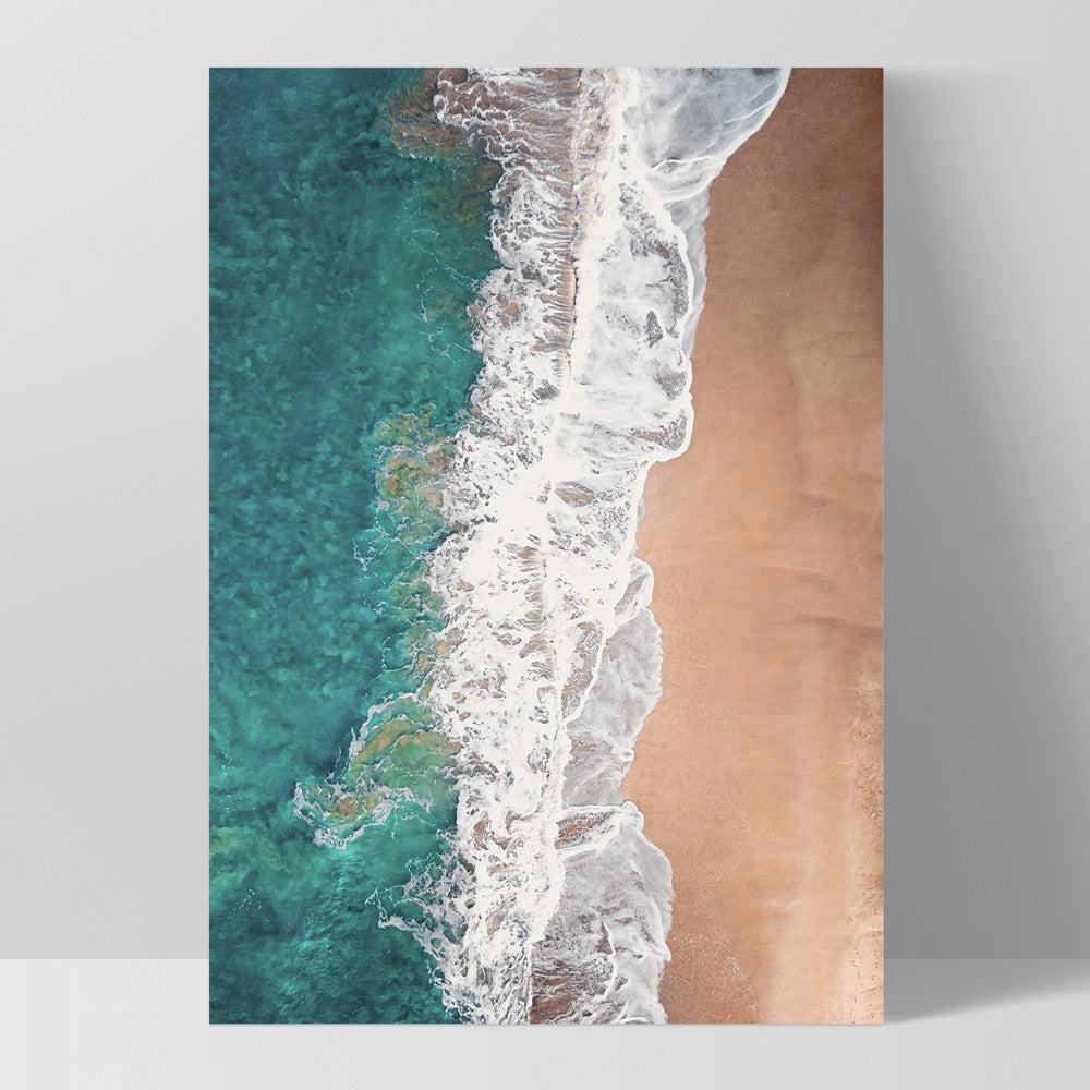 Jan Juc Beach VIC Aerial V - Art Print by Beau Micheli, Poster, Stretched Canvas, or Framed Wall Art Print, shown as a stretched canvas or poster without a frame