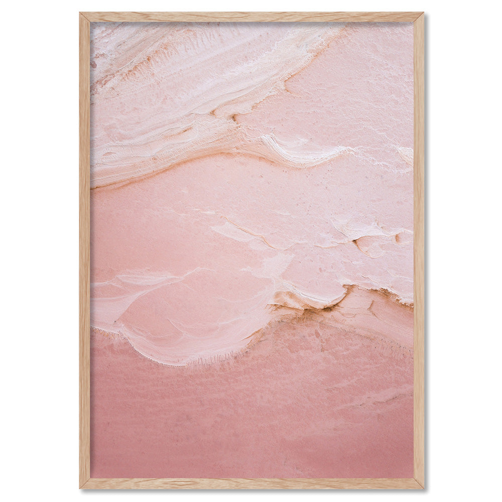 Pink Lake at Hutt Lagoon IV - Art Print by Beau Micheli, Poster, Stretched Canvas, or Framed Wall Art Print, shown in a natural timber frame