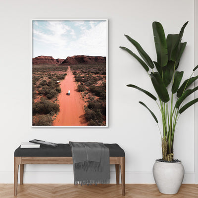 Red Earth Road Kennedy Range - Art Print by Beau Micheli, Poster, Stretched Canvas or Framed Wall Art Prints, shown framed in a room