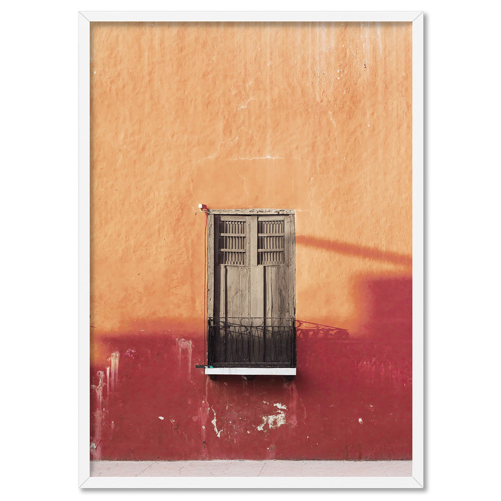 Casa De Roja Mexico - Art Print by Beau Micheli, Poster, Stretched Canvas, or Framed Wall Art Print, shown in a white frame