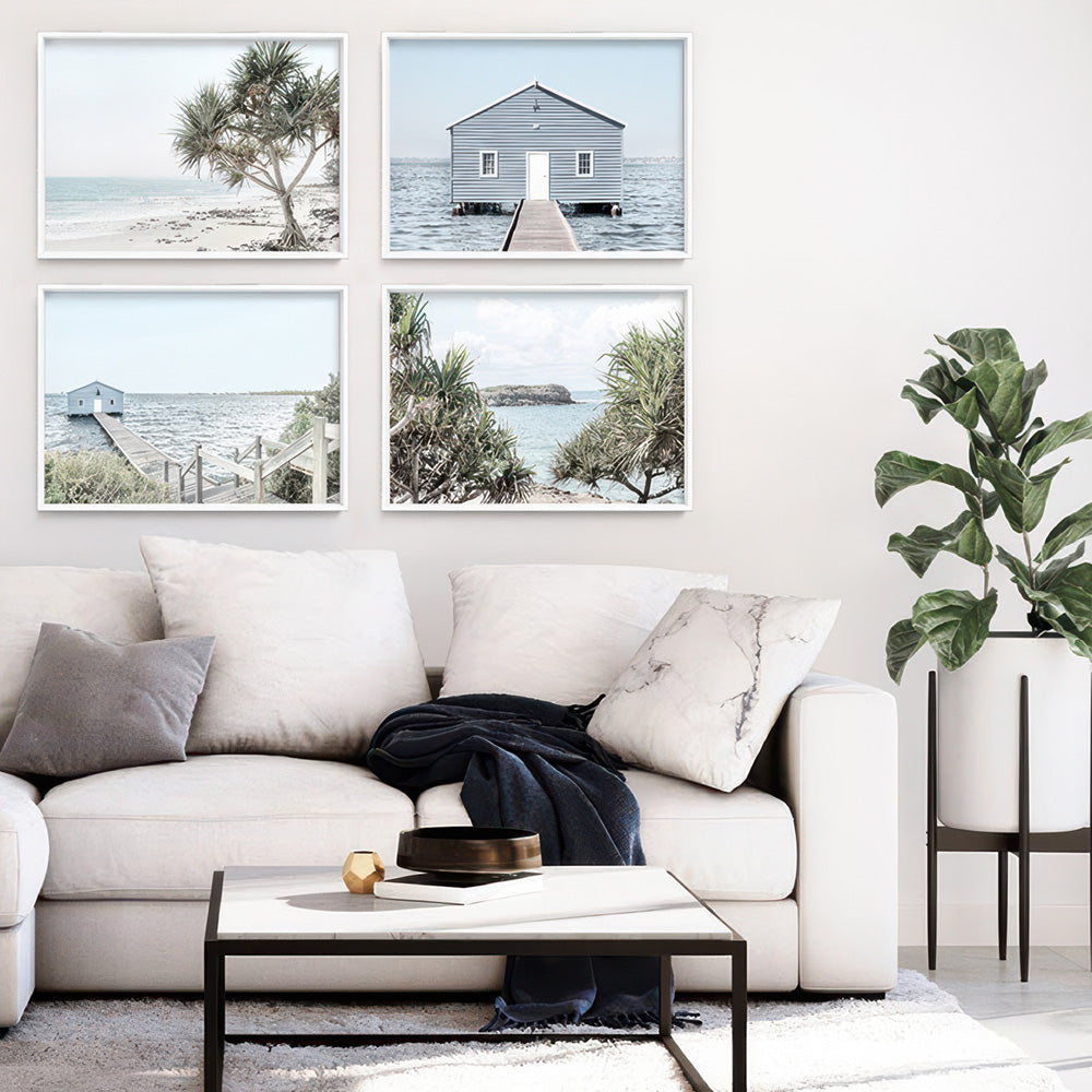 Coolangatta Ocean View - Art Print, Poster, Stretched Canvas or Framed Wall Art, shown framed in a home interior space