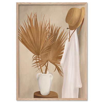Palm Leaf Decoration - Art Print by CityArt, Poster, Stretched Canvas, or Framed Wall Art Print, shown in a natural timber frame