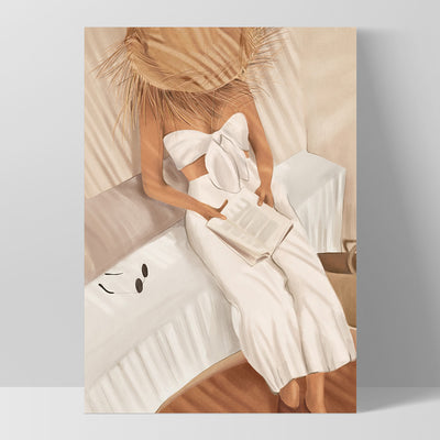 Summer Reading II - Art Print by CityArt, Poster, Stretched Canvas, or Framed Wall Art Print, shown as a stretched canvas or poster without a frame
