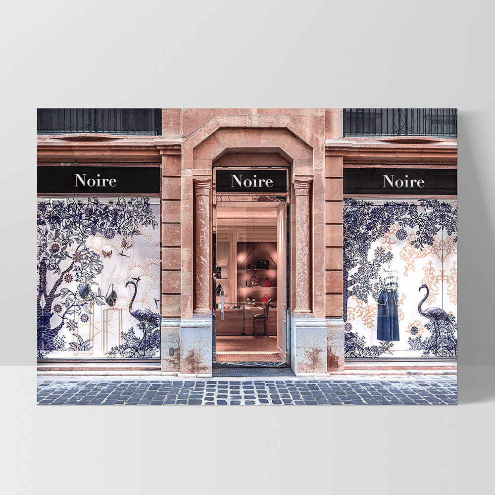 Niore Store in Blush & Blue - Art Print, Poster, Stretched Canvas, or Framed Wall Art Print, shown as a stretched canvas or poster without a frame