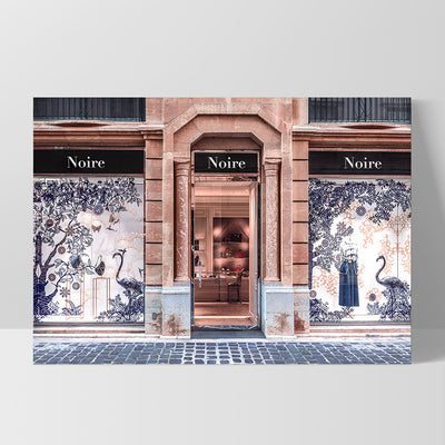 Niore Store in Blush & Blue - Art Print, Poster, Stretched Canvas, or Framed Wall Art Print, shown as a stretched canvas or poster without a frame