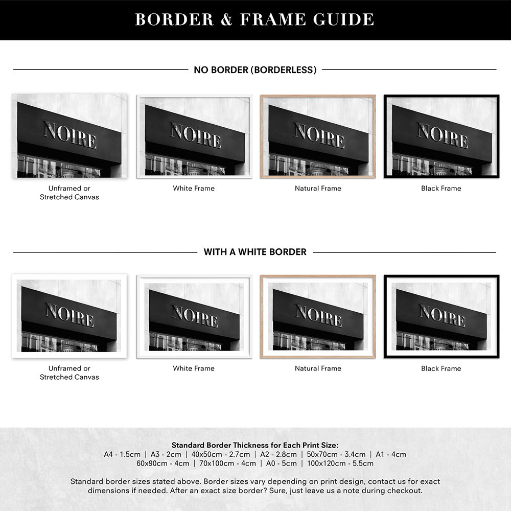 Niore Entrance Landscape B&W - Art Print, Poster, Stretched Canvas or Framed Wall Art, Showing White , Black, Natural Frame Colours, No Frame (Unframed) or Stretched Canvas, and With or Without White Borders