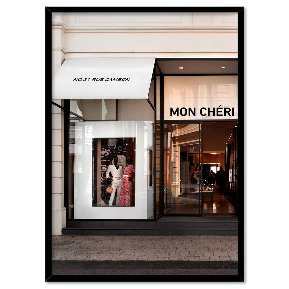 Mon Cheri Facade Blush - Art Print, Poster, Stretched Canvas, or Framed Wall Art Print, shown in a black frame