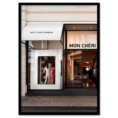 Mon Cheri Facade Blush - Art Print, Poster, Stretched Canvas, or Framed Wall Art Print, shown in a black frame