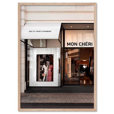 Mon Cheri Facade Blush - Art Print, Poster, Stretched Canvas, or Framed Wall Art Print, shown in a natural timber frame