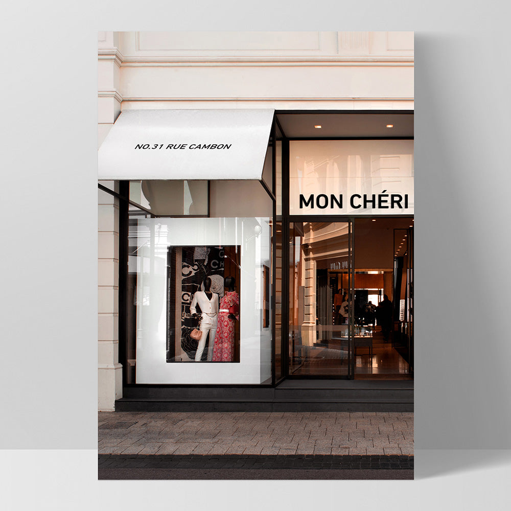 Mon Cheri Facade Blush - Art Print, Poster, Stretched Canvas, or Framed Wall Art Print, shown as a stretched canvas or poster without a frame