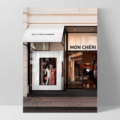 Mon Cheri Facade Blush - Art Print, Poster, Stretched Canvas, or Framed Wall Art Print, shown as a stretched canvas or poster without a frame