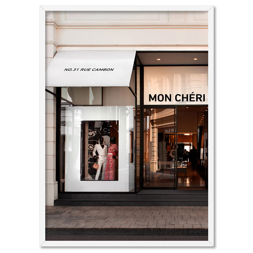 Mon Cheri Facade Blush - Art Print, Poster, Stretched Canvas, or Framed Wall Art Print, shown in a white frame