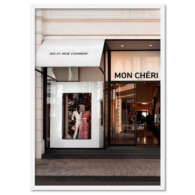 Mon Cheri Facade Blush - Art Print, Poster, Stretched Canvas, or Framed Wall Art Print, shown in a white frame