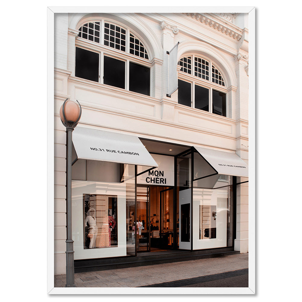 Mon Cheri Facade Blush II - Art Print, Poster, Stretched Canvas, or Framed Wall Art Print, shown in a white frame