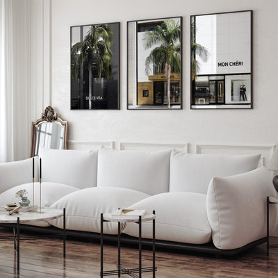 Dolce Vita Rodeo Drive - Art Print, Poster, Stretched Canvas or Framed Wall Art, shown framed in a home interior space
