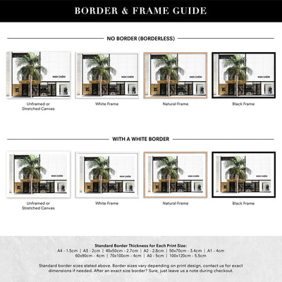 Mon Cheri Drive in Landscape - Art Print, Poster, Stretched Canvas or Framed Wall Art, Showing White , Black, Natural Frame Colours, No Frame (Unframed) or Stretched Canvas, and With or Without White Borders