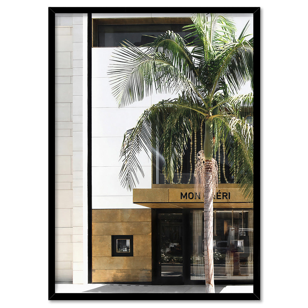 Mon Cheri Rodeo Drive II - Art Print, Poster, Stretched Canvas, or Framed Wall Art Print, shown in a black frame