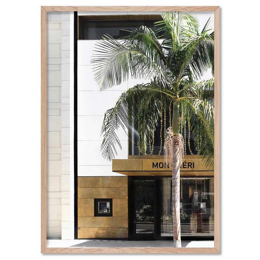 Mon Cheri Rodeo Drive II - Art Print, Poster, Stretched Canvas, or Framed Wall Art Print, shown in a natural timber frame
