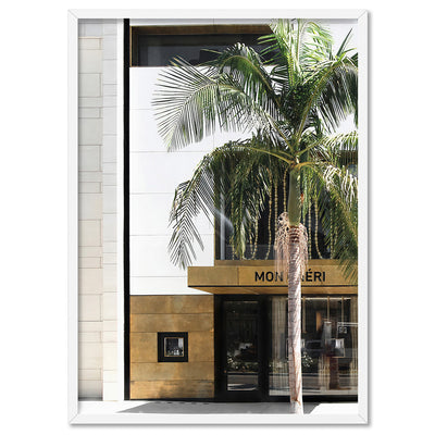 Mon Cheri Rodeo Drive II - Art Print, Poster, Stretched Canvas, or Framed Wall Art Print, shown in a white frame