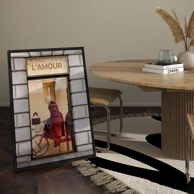 L'Amour En Rouge - Art Print, Poster, Stretched Canvas or Framed Wall Art Prints, shown framed in a room
