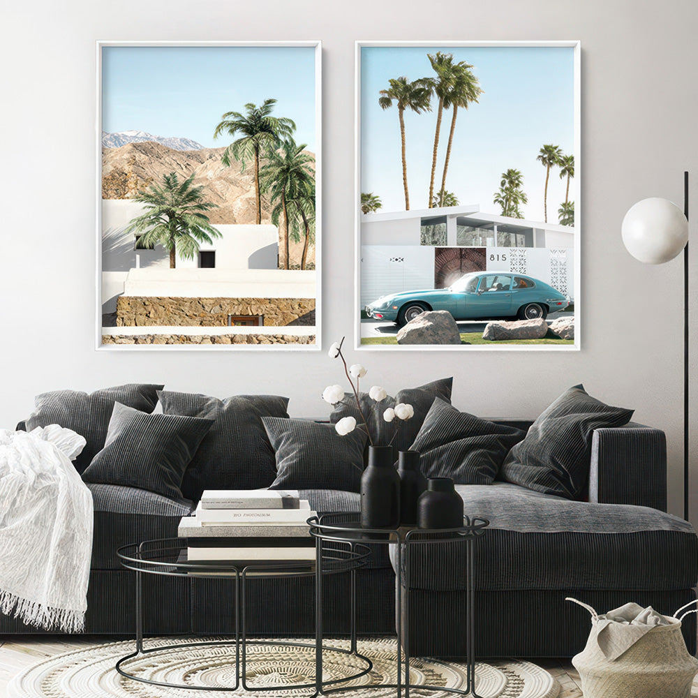 Palm Springs | Desert Haven - Art Print, Poster, Stretched Canvas or Framed Wall Art, shown framed in a home interior space