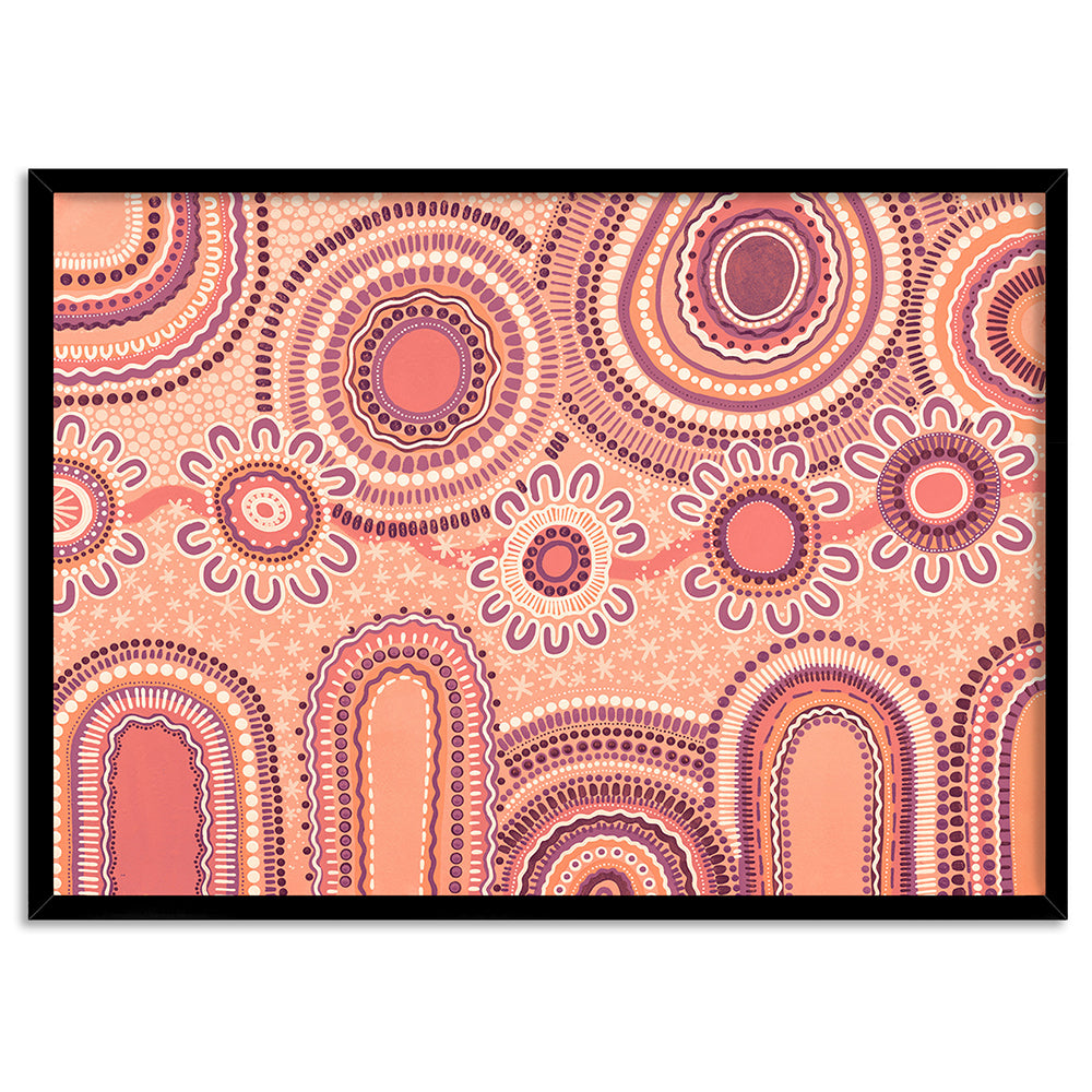 Journey in Terracotta  - Art Print by Leah Cummins, Poster, Stretched Canvas, or Framed Wall Art Print, shown in a black frame