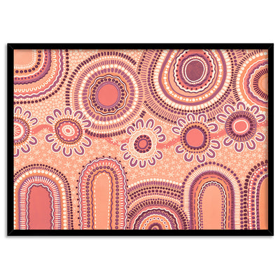 Journey in Terracotta  - Art Print by Leah Cummins, Poster, Stretched Canvas, or Framed Wall Art Print, shown in a black frame