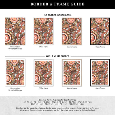 Boomara - Art Print by Leah Cummins, Poster, Stretched Canvas or Framed Wall Art, Showing White , Black, Natural Frame Colours, No Frame (Unframed) or Stretched Canvas, and With or Without White Borders
