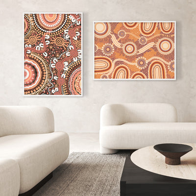 Boomara - Art Print by Leah Cummins, Poster, Stretched Canvas or Framed Wall Art, shown framed in a home interior space