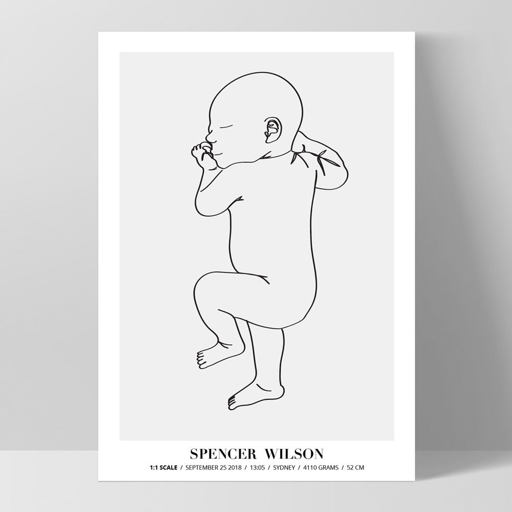 Custom Baby Birth Print - Line Art Style | 50x70cm (20x28" in USA)