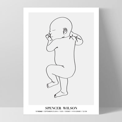 Custom Baby Birth Print - Line Art Style | 50x70cm (20x28" in USA)