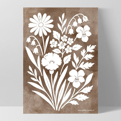 Family Birth Flowers | Minimalist Bouquet - Art Print, Poster, Stretched Canvas, or Framed Wall Art Print, shown as a stretched canvas or poster without a frame