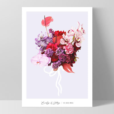 Custom Bridal Bouquet Illustration - Art Print, Poster, Stretched Canvas, or Framed Wall Art Print, shown as a stretched canvas or poster without a frame