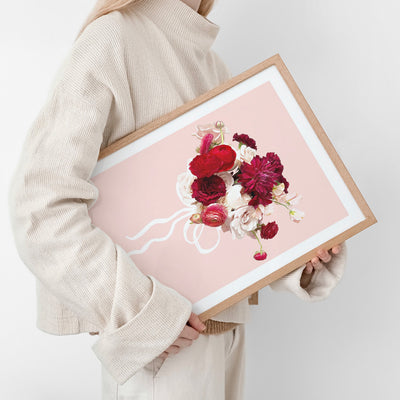 Custom Bridal Bouquet Illustration - Art Print, Poster, Stretched Canvas or Framed Wall Art Prints, shown framed in a room