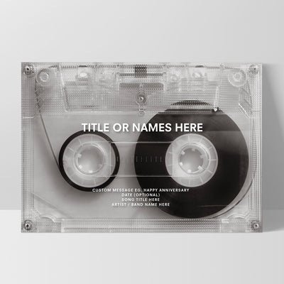 Custom Cassette Tape | Minimalist - Art Print, Poster, Stretched Canvas, or Framed Wall Art Print, shown as a stretched canvas or poster without a frame