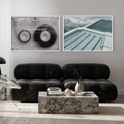 Custom Cassette Tape | Minimalist - Art Print, Poster, Stretched Canvas or Framed Wall Art, shown framed in a home interior space