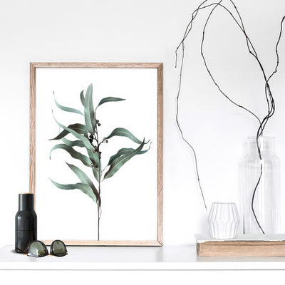 Dried Eucalyptus Leaves III - Art Print, Poster, Stretched Canvas or Framed Wall Art Prints, shown framed in a room