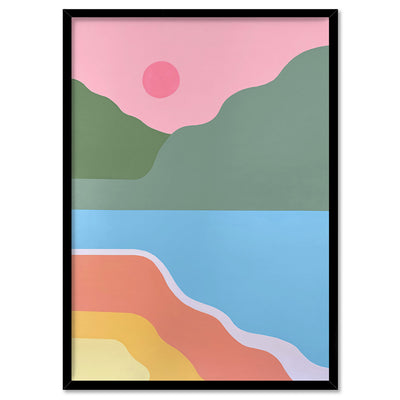 Paradise Island - Art Print by Poppy Key, Poster, Stretched Canvas, or Framed Wall Art Print, shown in a black frame