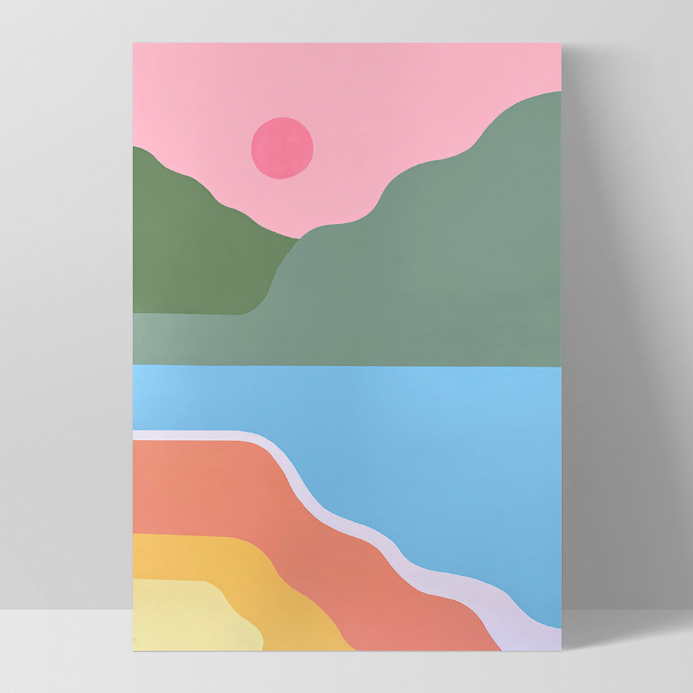 Paradise Island - Art Print by Poppy Key, Poster, Stretched Canvas, or Framed Wall Art Print, shown as a stretched canvas or poster without a frame