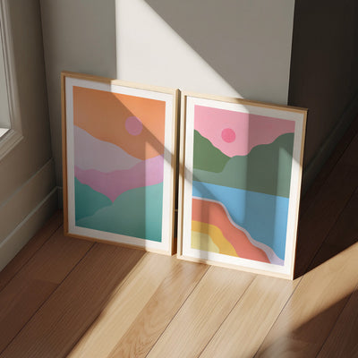Paradise Island - Art Print by Poppy Key, Poster, Stretched Canvas or Framed Wall Art, shown framed in a home interior space