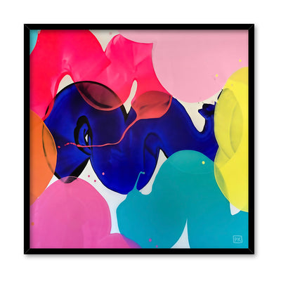 Party Mix - Square Art Print by Poppy Key, Poster, Stretched Canvas, or Framed Wall Art Print, shown in a black frame