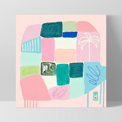 Beach Life - Square Art Print by Poppy Key, Poster, Stretched Canvas, or Framed Wall Art Print, shown as a stretched canvas or poster without a frame